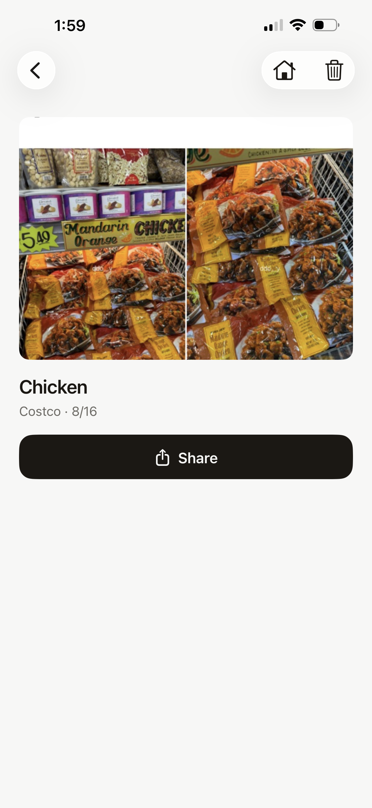 Chicken packages at the store